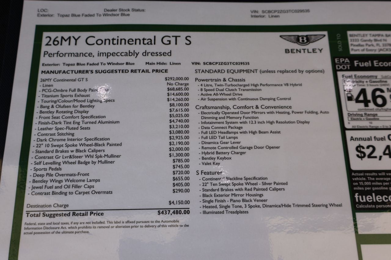 2026 Bentley Continental GT S