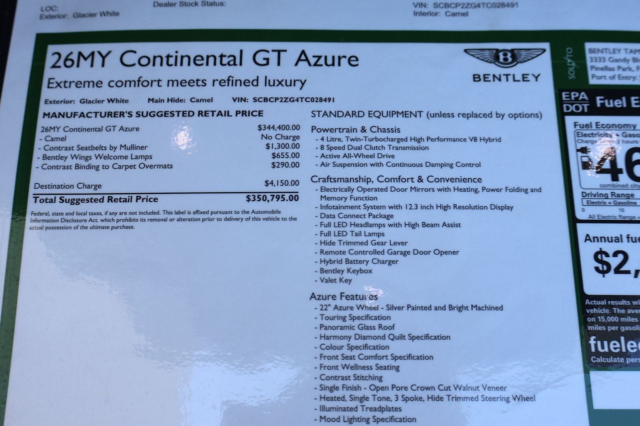 2026 Bentley Continental GT Azure