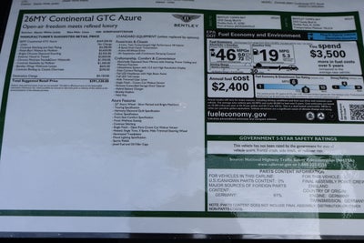 2026 Bentley Continental GTC Azure