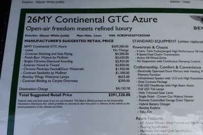 2026 Bentley Continental GTC Azure