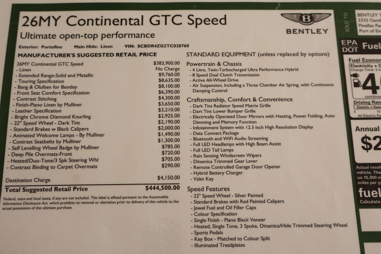 2026 Bentley Continental GTC Speed