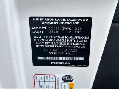 2014 Aston Martin DB9 2dr Cpe Auto