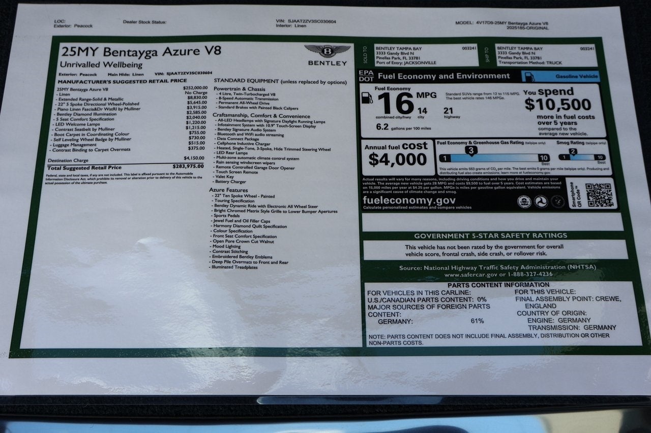 2025 Bentley Bentayga Azure V8