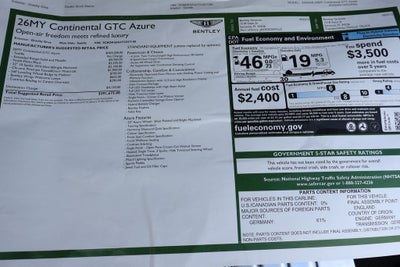 2026 Bentley Continental GTC Azure