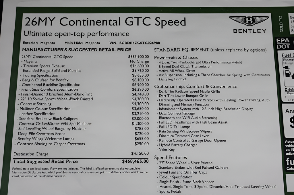 2026 Bentley Continental GTC Speed