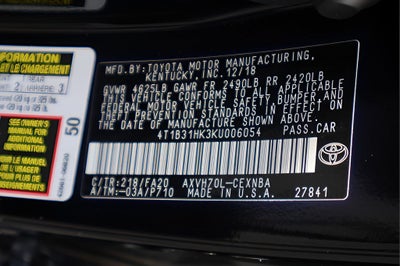 2019 Toyota Camry Hybrid LE