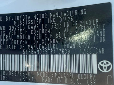 2026 Toyota Corolla LE